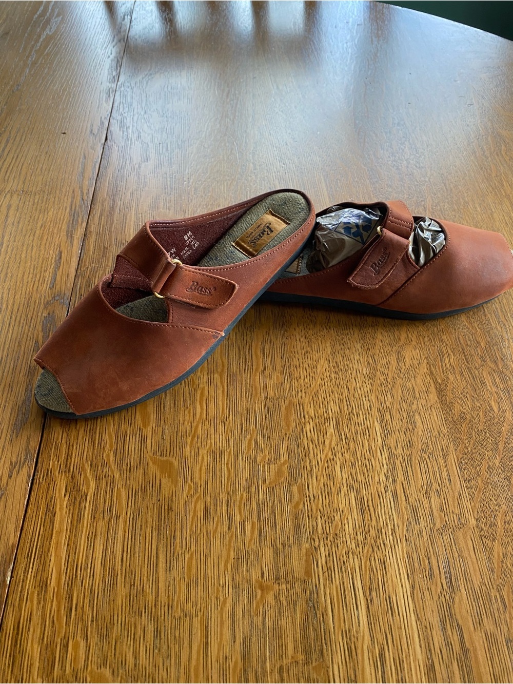 Bass Women's Slip-On Open-Toe Flats in Rust
